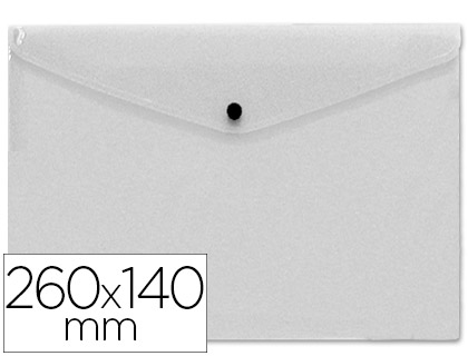 50392g-1.jpg Pochette enveloppe liderpapel polypropylène 180 microns 260x140mm 50f fermeture bouton résistant transparent – Image 1