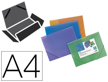 Chemise liderpapel polypropylène dos flexible a4 210x297mm 4/10e rabats fermeture élastique coloris assortis