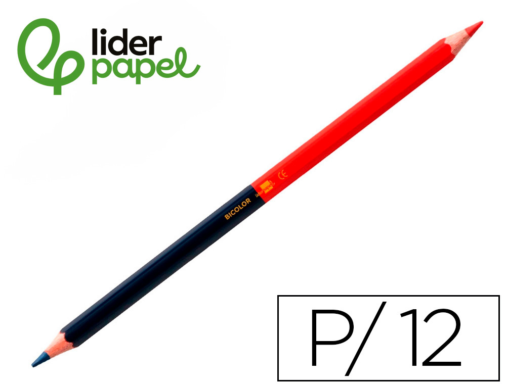 Crayon graphite liderpapel bicolore bleu/rouge mine moyenne ultra-résistante bois grande qualité