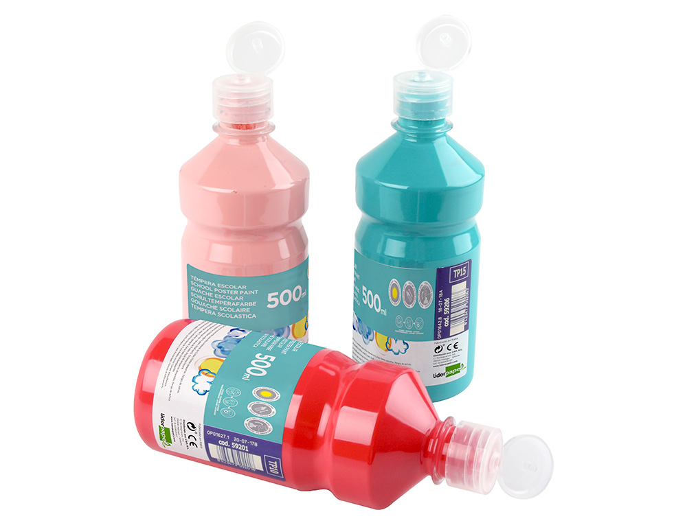 Gouache scolaire liderpapel liquide lavable fermeture sécurité brillante coloris chair flacon 500ml – Image 4