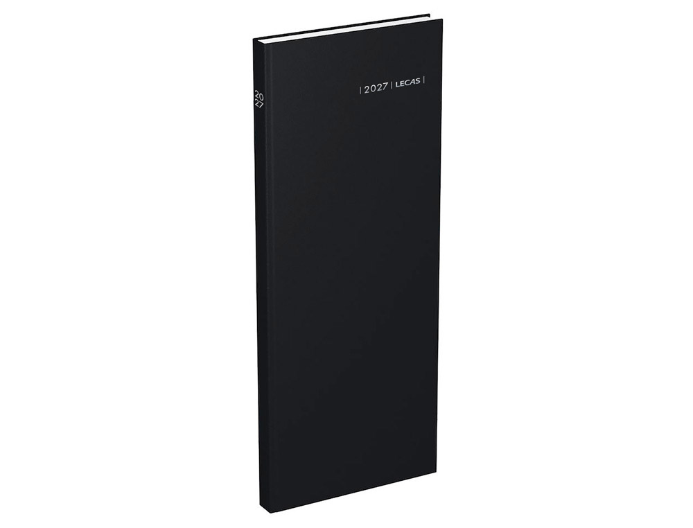 602413g-1.jpg Agenda lecas long travers 1 jour/page 14x35 cm 384p coloris noir – Image 1