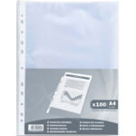 Sachet exacompta 100 pochettes perforees a4        polypropylene graine 40       microns