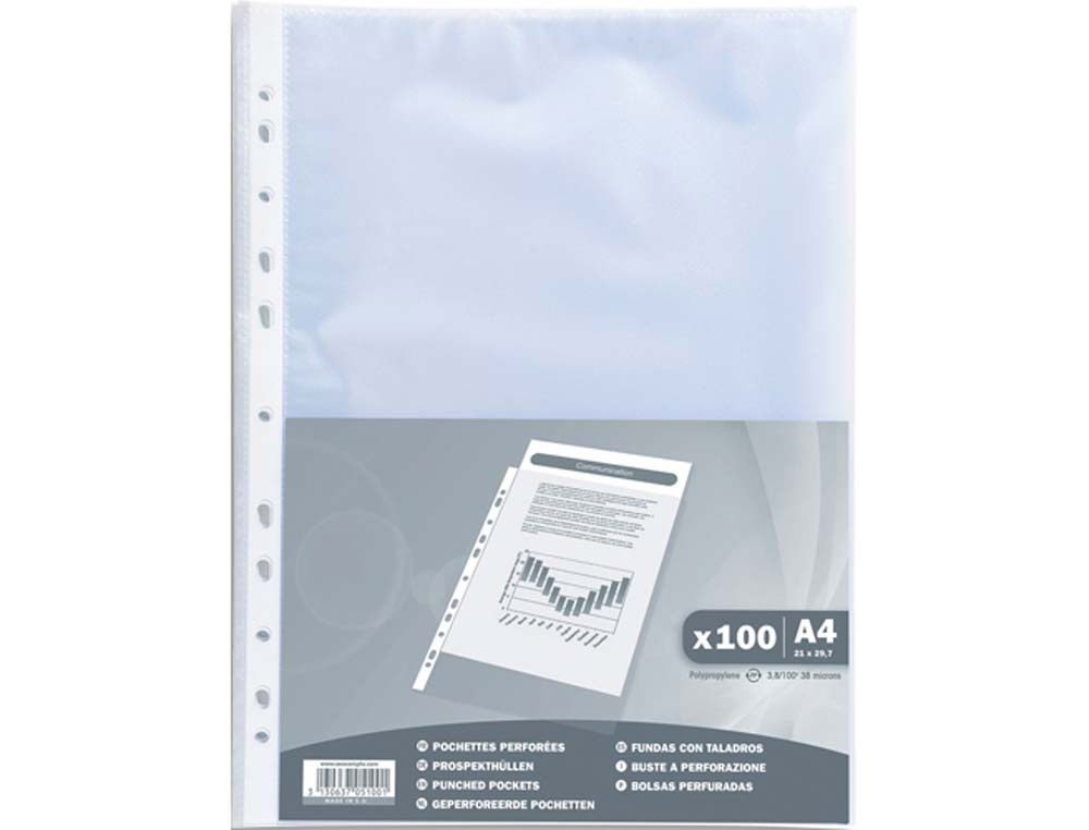 602428g-1.jpg Sachet exacompta 100 pochettes perforees a4 polypropylene graine 40 microns – Image 1
