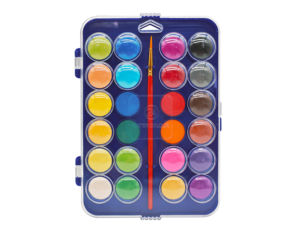 602647g-1.jpg Aquarelle liderpapel avec palette et pinceau inclus 24 coloris assortis – Image 1