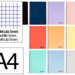 Cahier spirale liderpapel a4 micro wonder 240 pages 90g    5x5mm 4 trous 5 bandes        coloris assortis