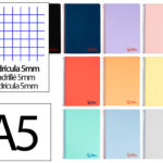Cahier spirale liderpapel a5 micro wonder 80 pages 90g     5x5mm 4 trous 5 bandes        coloris assortis