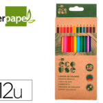 Crayon couleur liderpapel certifie fsc mine             extra-resistante ecouse etui  carton de 12 coloris assortis