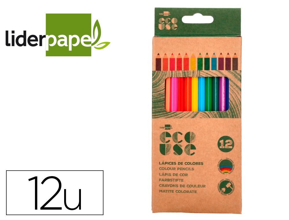 602666g-1.jpg Crayon couleur liderpapel certifie fsc mine extra-resistante ecouse etui carton de 12 coloris assortis – Image 1