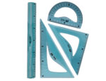 Set traçage liderpapel ecouse 100% plastique pet recycle    equerre 20 cm 18 cm regle 30  cm et demi-cercle 10 cm