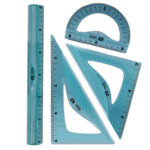 Set traçage liderpapel ecouse 100% plastique pet recycle    equerre 20 cm 18 cm regle 30  cm et demi-cercle 10 cm
