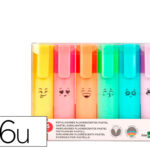 Surligneur liderpapel fluorescent pointe biseaute   etui de 6 un coloris pastel   assortis