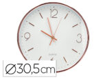 Horloge murale q-connect metallique mouvement          silencieux diametre 35,5 cm   coloris chrome