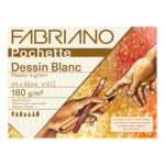 Pochette fabriano papier a dessin a grain 240x320mm 180g coloris blanc 12 feuilles