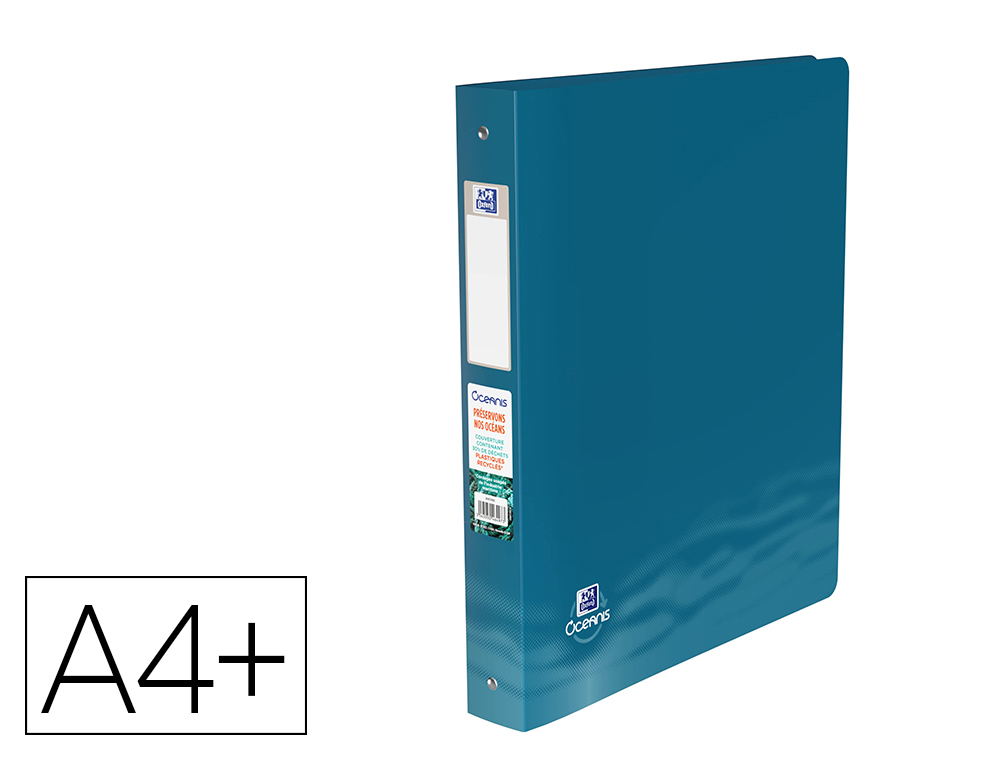 602925g-1.jpg Classeur hamelin oxford school life oceanis a4+ dos 40 mm 4 anneaux rond polypropylene recycle opaque – Image 1