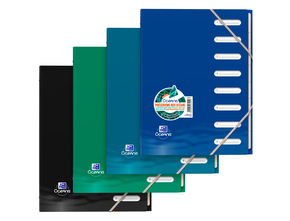 602926g-1.jpg Trieur hamelin oxford school life oceanis a4 polypropylene recycle opaque assorti – Image 1