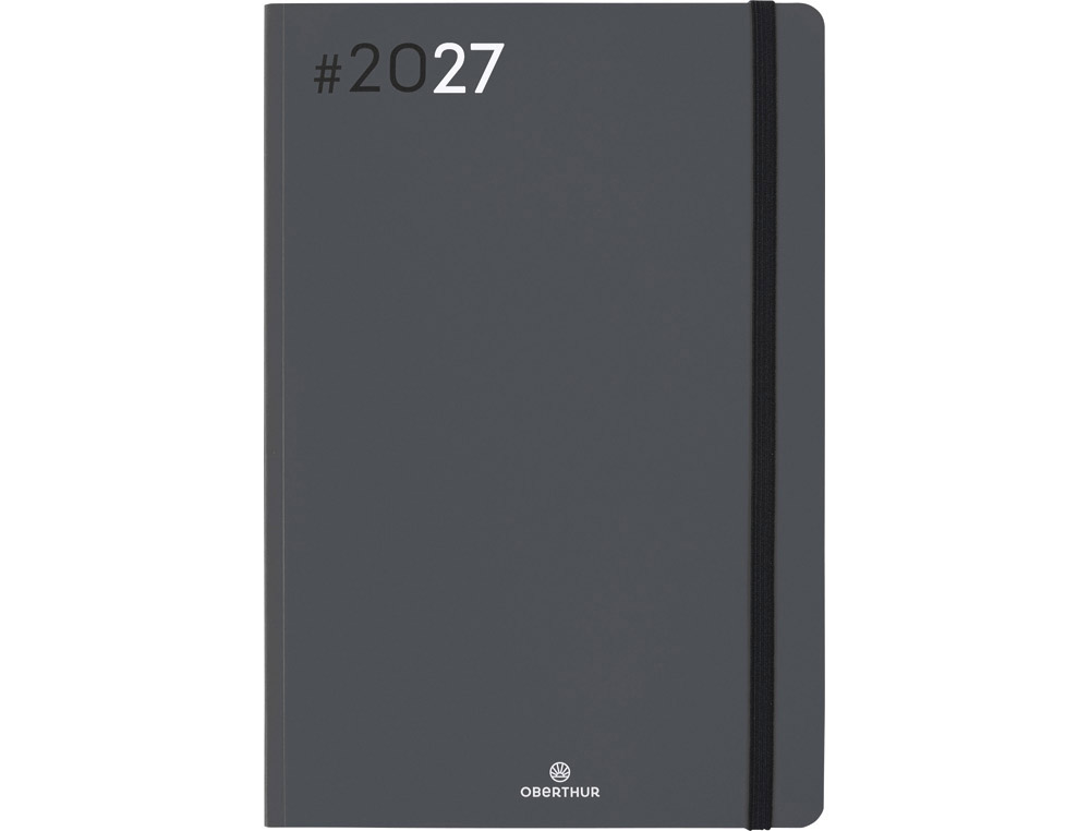 603313g-1.jpg Agenda oberthur semainier 25 fsc flex 1 semaine/2 pages 16x24 cm 128p coloris gris – Image 1