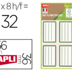 Etiquette apli scolaire 100% recycle 36x56mm bords arrondisligne et cadre coloris vert   pochette 32 unites