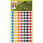 Etiquettes apli 100% recycle ï8mm coloris assortis         pochette 385 unites