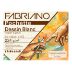 Pochette fabriano papier a dessin a grain 240x320mm 224g coloris blanc 12 feuilles