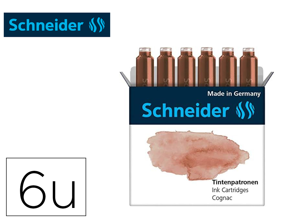 604028g-1.jpg Cartouche encre schneider coloris cognac pastel boite 6 unites – Image 1