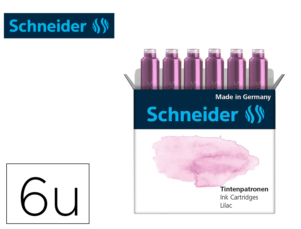 604031g-1.jpg Cartouche encre schneider coloris lilas pastel boite 6 unites – Image 1