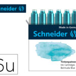 Cartouche encre schneider coloris bermuda blue pastel   boite 6 unites
