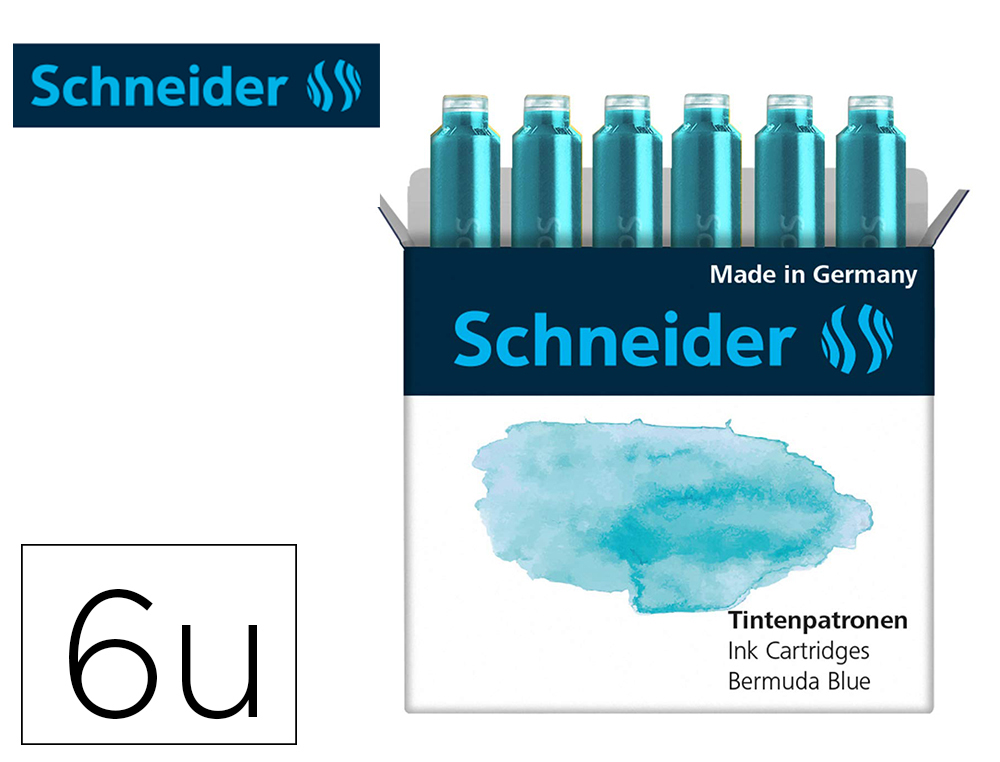 604033g-1.jpg Cartouche encre schneider coloris bermuda blue pastel boite 6 unites – Image 1