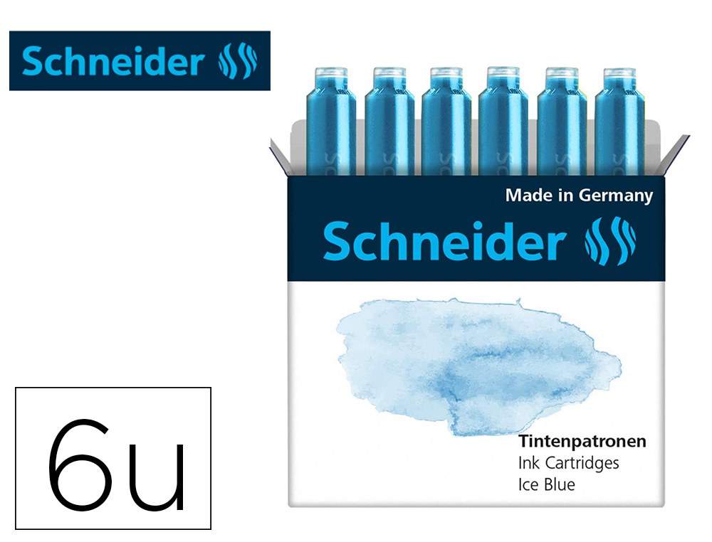 604034g-1.jpg Cartouche encre schneider coloris ice blue pastel boite 6 unites – Image 1