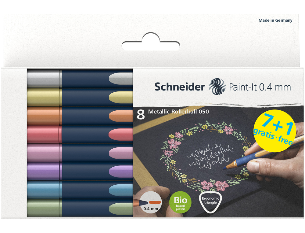 604046g-1.jpg Pochette schneider roller metallique paint it 050 trait 0,4 mm pointe ultra smooth 8 coloris assorti – Image 1
