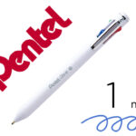 Stylo-bille pentel 4 couleurs izee retractable pointe large 1mm clip metal corps blanc