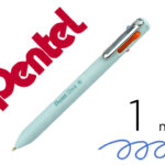 Stylo-bille pentel 4 couleurs izee retractable pointe large 1mm clip metal corps vert     menthe