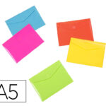 Presentoir viquel pochette enveloppe rainbow pastel a5 250x180mm pp 2/10e brillant fermeture rabat et velcro coloris ass