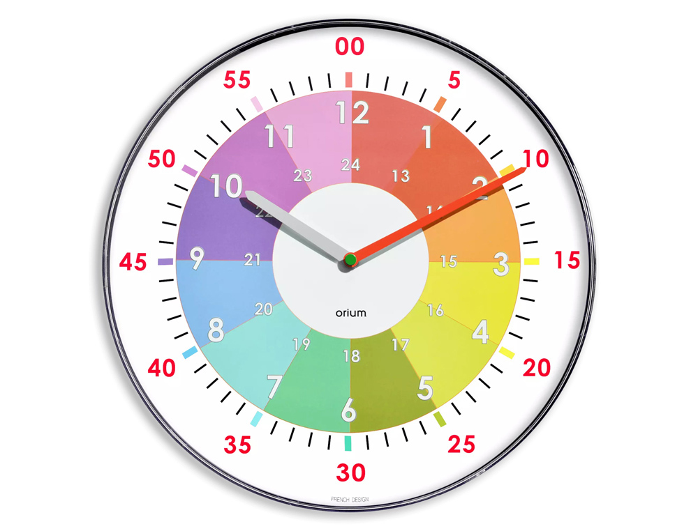 Horloge cep speciale apprentissage pedagogique heure diametre 30cm mouvement silencieux   coloris vif pile lr6 fournie