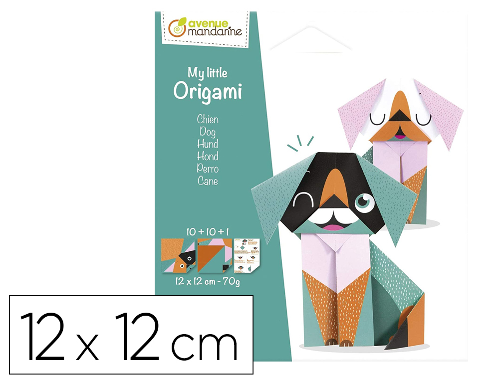 My little origami avenue mandarine modele chien        12x12cm 70g 20 feuilles