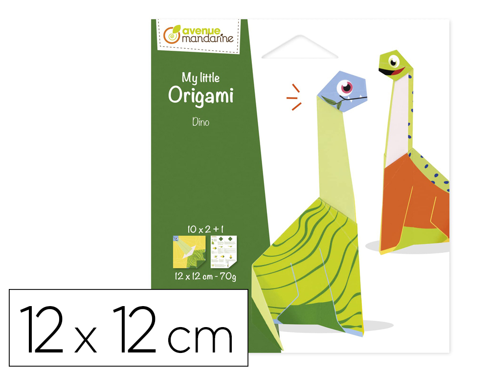 My little origami avenue mandarine modele dinosaure    12x12cm 70g 20 feuilles