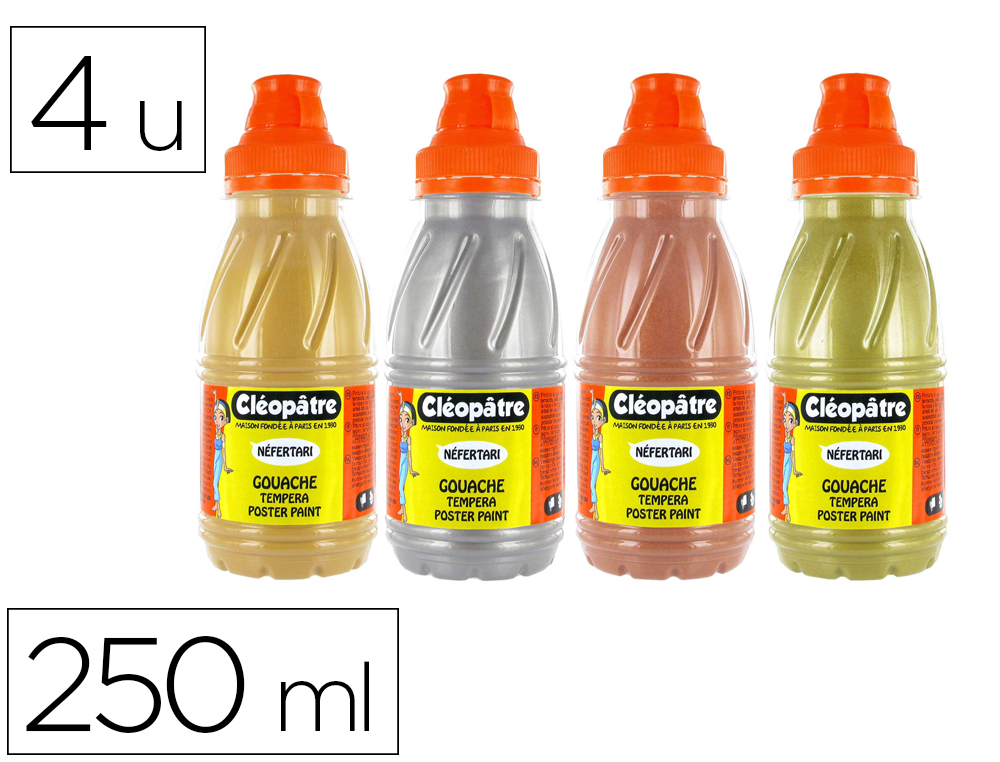 Gel paillete cleopatre nefertari decor tous supports bouteille 250ml coloris       pastel assortis lot 4 unites
