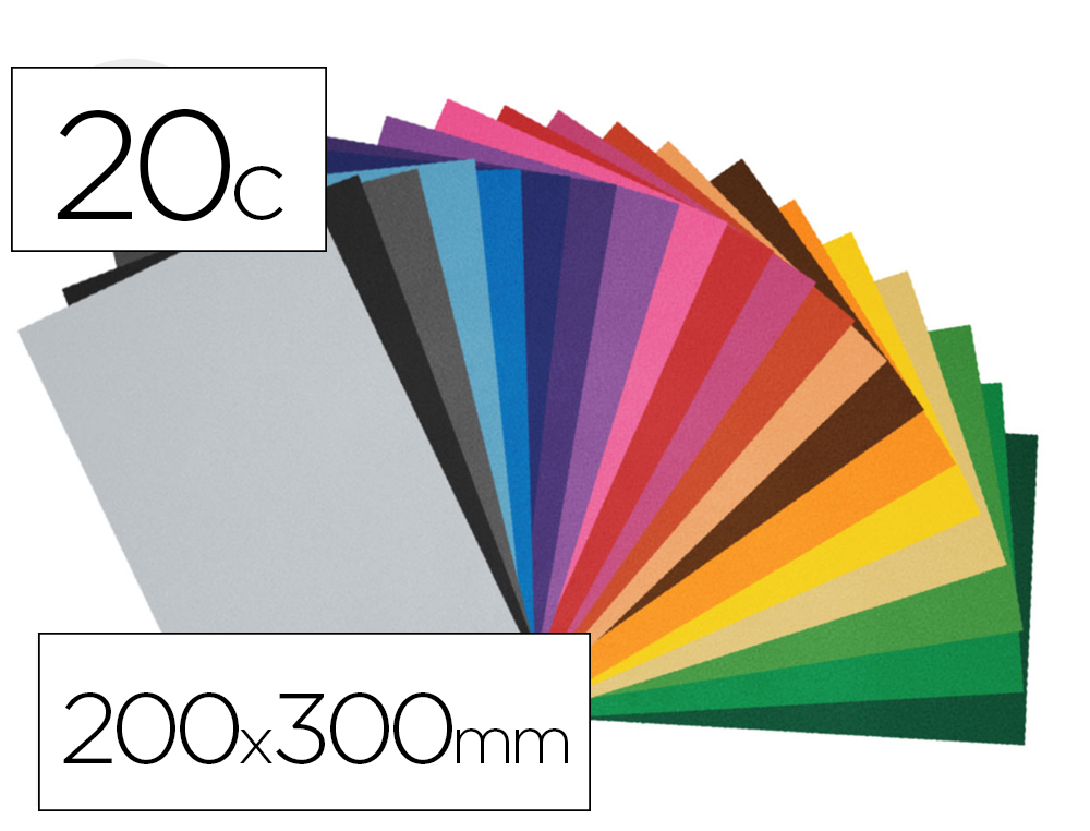 Mousse eva innspiro adhesive 2mm 200x300mm 20 coupons      coloris assortis