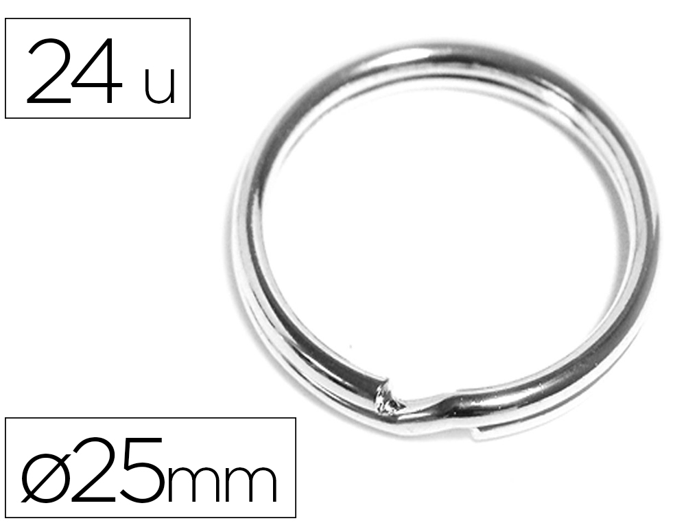 Anneau double insspiro porte-cles metal argente      diametre 25mm sachet 24       unites