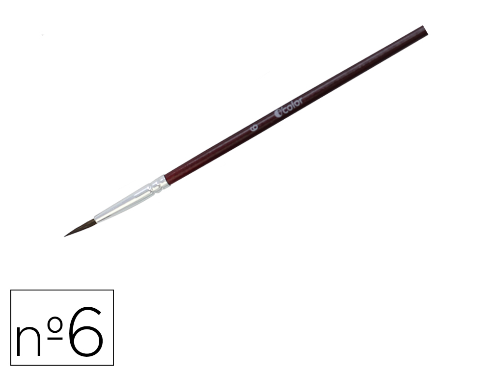 Pinceau o'color poils poney nº6 ideal gouache et aquarellevirole aluminium manche bois  laque lot 10 unites