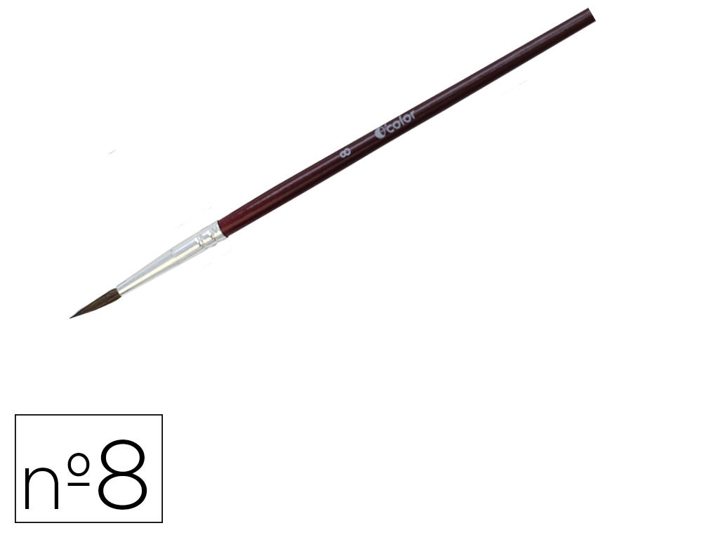 Pinceau o'color poils poney nº8 ideal gouache et aquarellevirole aluminium manche bois  laque lot 10 unites