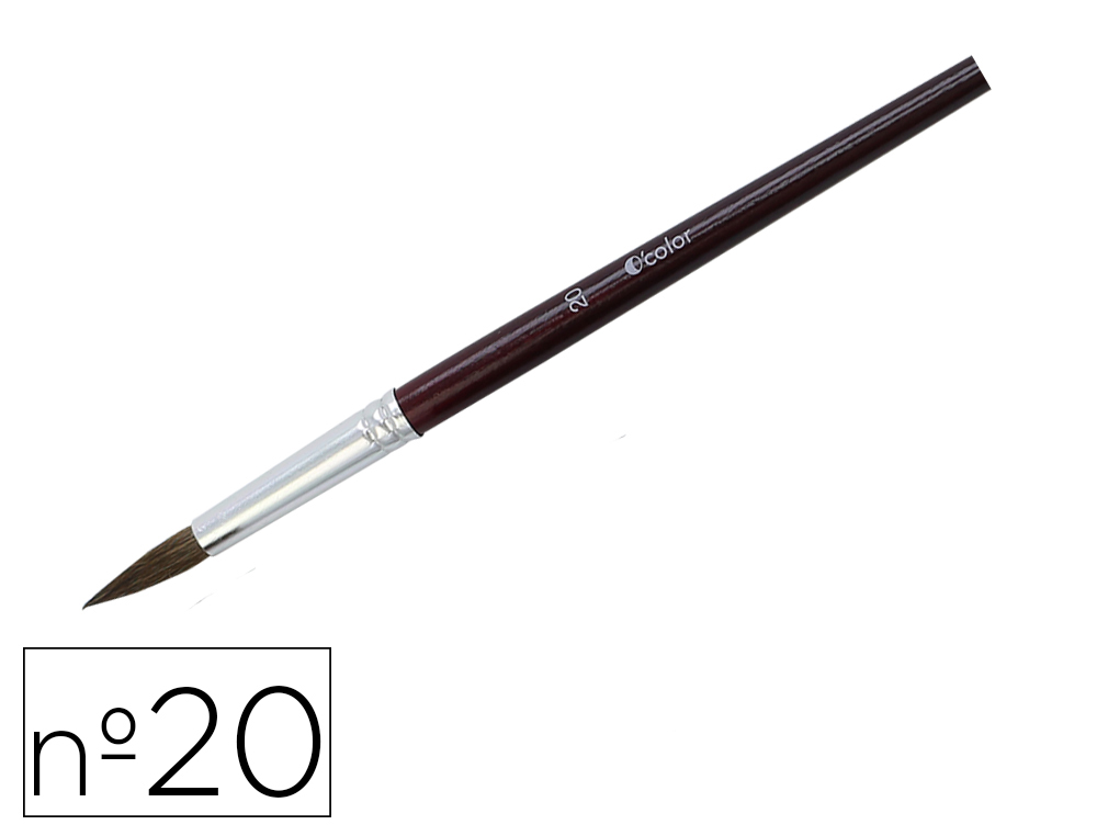 Pinceau o'color poils poney nº20 ideal gouache et aquarelle virole aluminium manche boislaque lot 10 unites