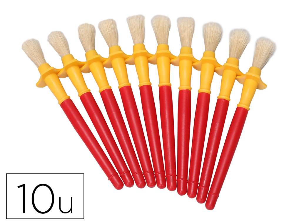 Grosse brosse o'color ronde soie porc manche plastique    avec collerette anti-roll lot 10 unites