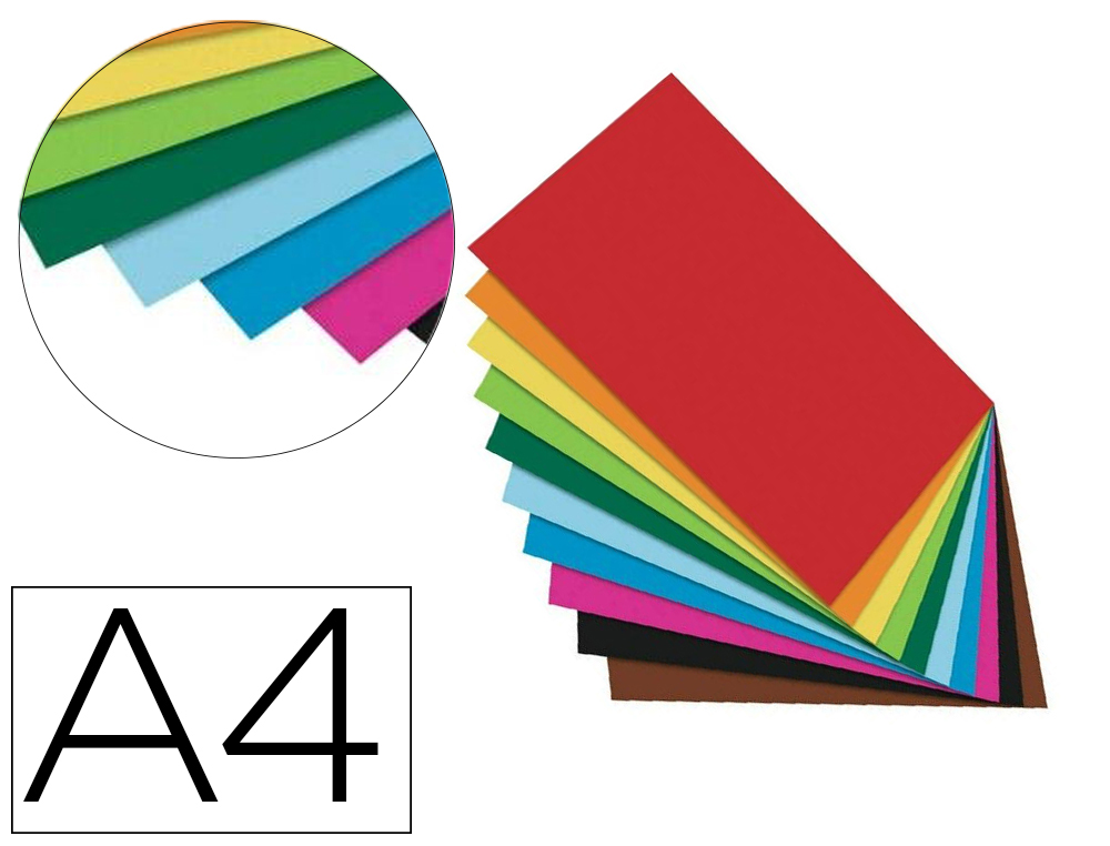 Papier a dessin teinte folia din a4 130g 10 coloris        assortis paquet 100 unites