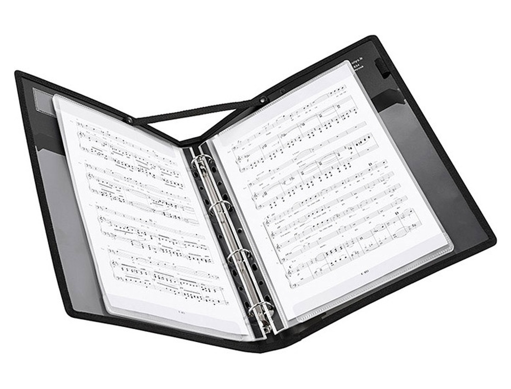 604637g-2.jpg Classeur porte-partitions viquel adagio vocalyz pp 12/10e 4 anneaux laniere maintien ouverture sangle main au dos noir – Image 1