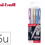 Pochette uniball signo roller encre gel ecriture moyenne    coloris pastel blanc / bleu / orange / rose / violet 5