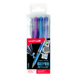 Pochette uniball signo roller encre gel ecriture large      broad creatif or / argent /   blanc / bronze 4 unites