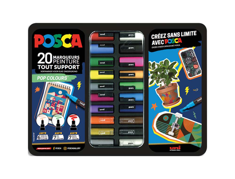 605577g-1.jpg Mallette posca marqueur les essentiels 20 unites coloris assortis – Image 1