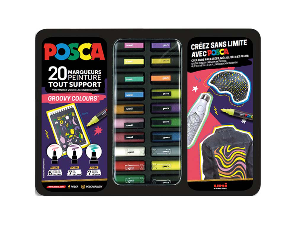 605578g-1.jpg Mallette posca marqueur les insolites 20 unites coloris assortis – Image 1