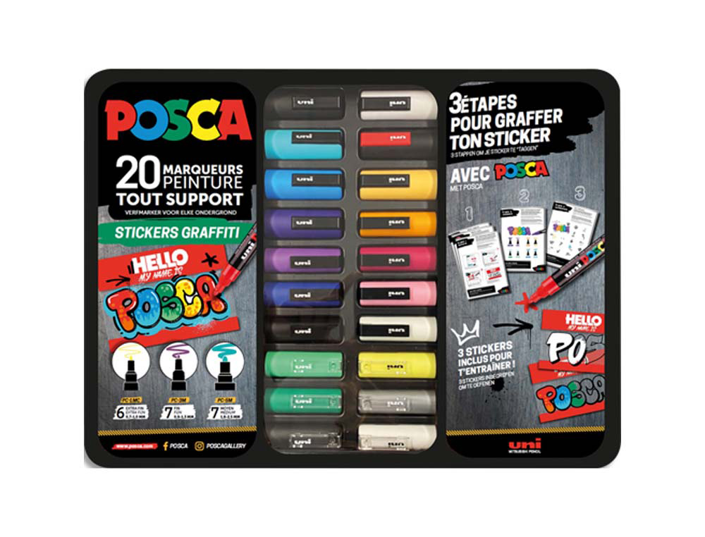 605579g-1.jpg Mallette posca marqueur my blaze 20 unites coloris assortis – Image 1