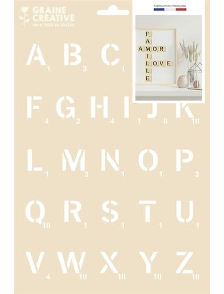 605723g-1.jpg Lot graine creative 6 pochoirs alphabet et chiffres – Image 1